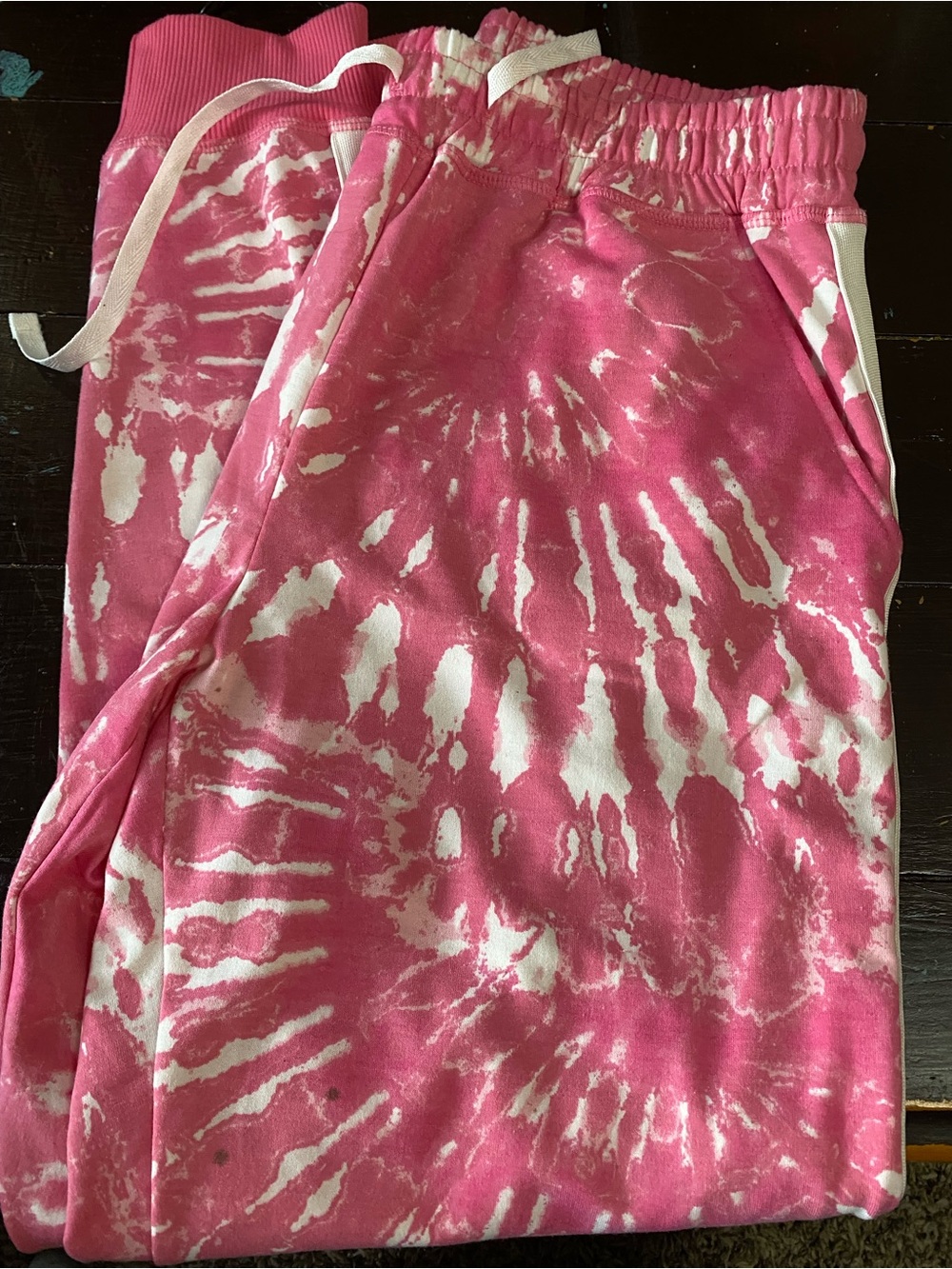 LuLaRoe Kids Pink & White Tie-Dye Joggers